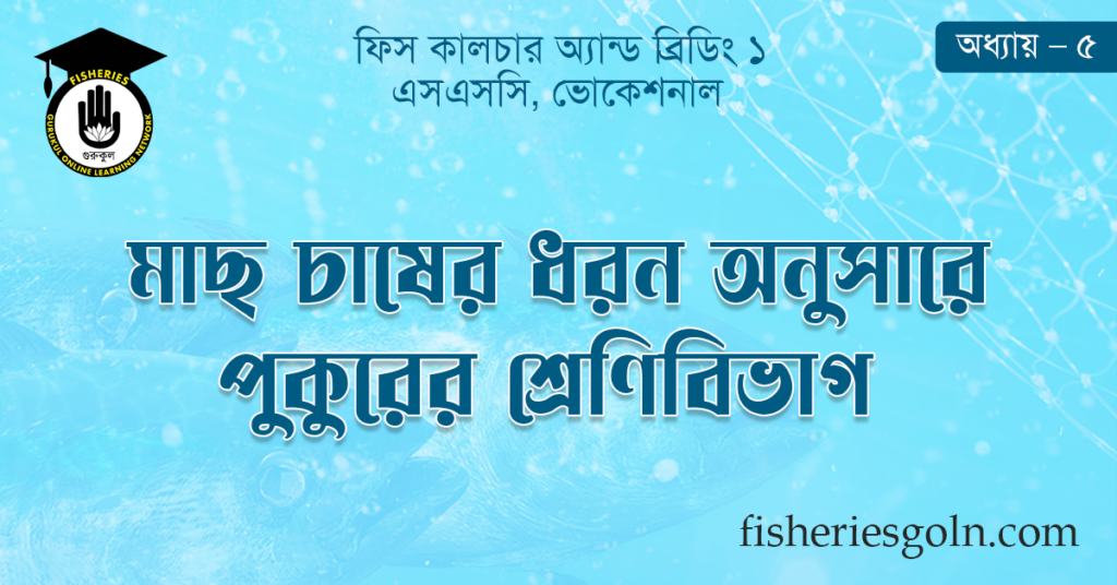 মাছ চাষের ধরন অনুসারে পুকুরের শ্রেণিবিভাগ