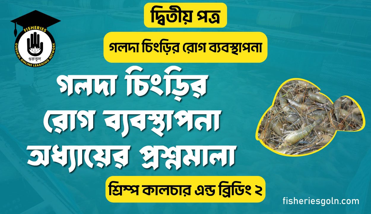 গলদা চিংড়ির রোগ ব্যবস্থাপনা অধ্যায়ের প্রশ্নমালা | অধ্যায়-৬ষ্ঠ | শ্রিম্প কালচার এন্ড ব্রিডিং-২
