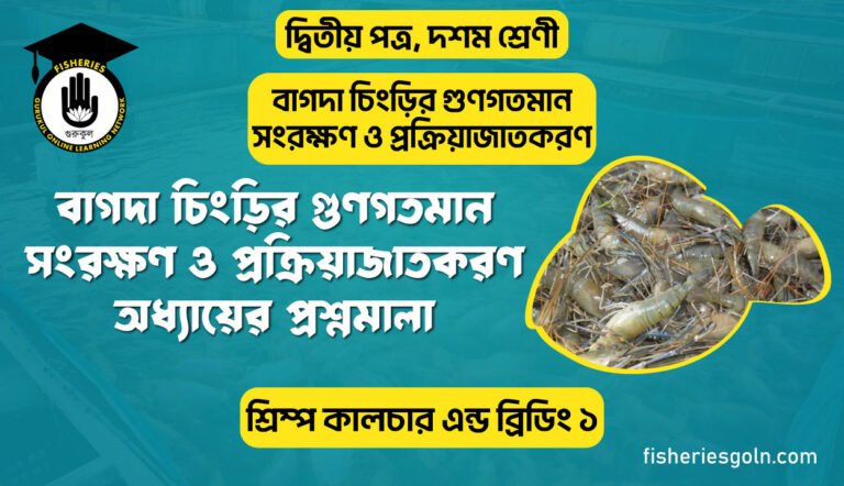 বাগদা চিংড়ির গুণগতমান সংরক্ষণ ও প্রক্রিয়াজাতকরণ অধ্যায়ের প্রশ্নমালা | অধ্যায়-২ | শ্রিম্প কালচার এন্ড ব্রিডিং ১